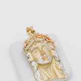 Jesus Pendant with White and Rose Accents