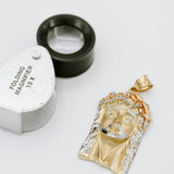 Jesus Pendant with White and Rose Accents